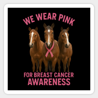 Pink Ribbon Horses Breast Cancer Awareness Magnet
