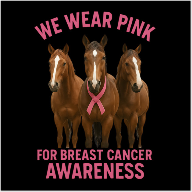 Pink Ribbon Horses Breast Cancer Awareness Wall Art by BirdsnStuff