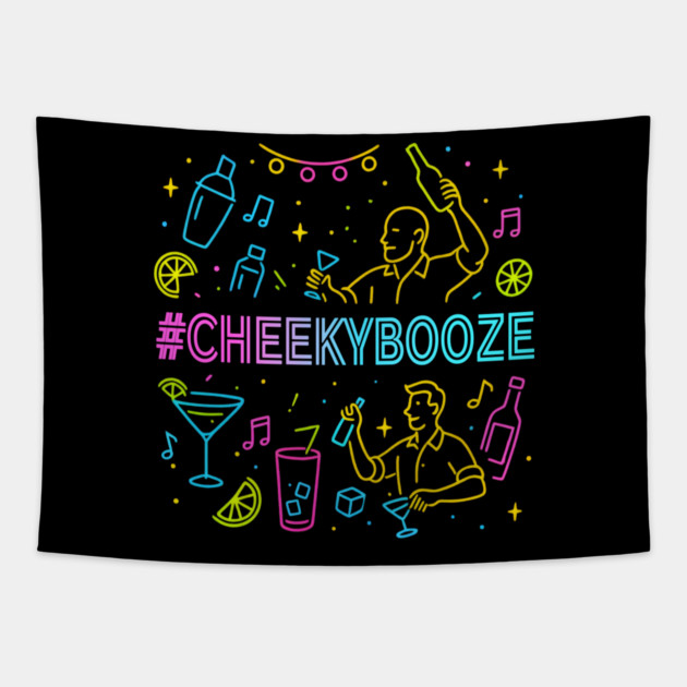 Cheeky Booze Party Tapestry by Dr. Cork