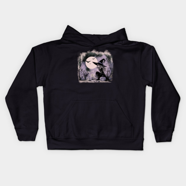Halloween Witch Illustration Kids Hoodie by H. R. Sinclair