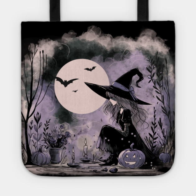 Halloween Witch Illustration Tote by H. R. Sinclair