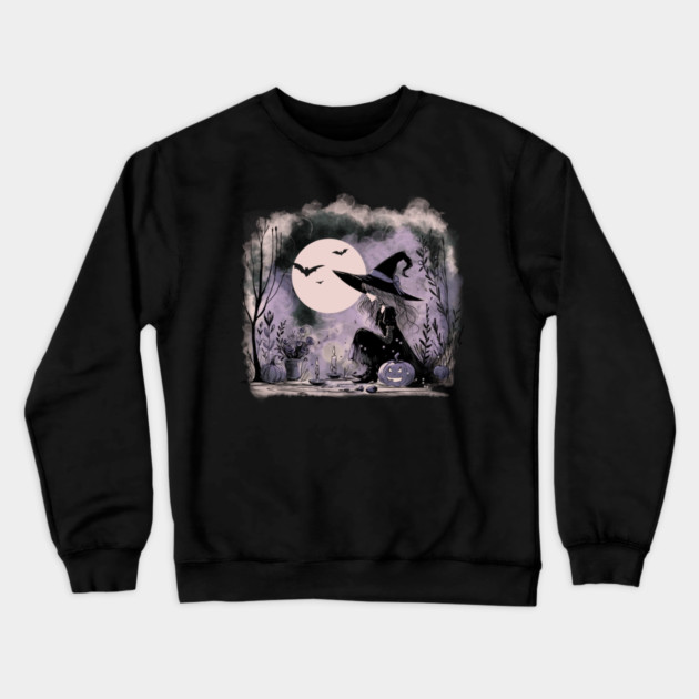Halloween Witch Illustration Crewneck Sweatshirt by H. R. Sinclair