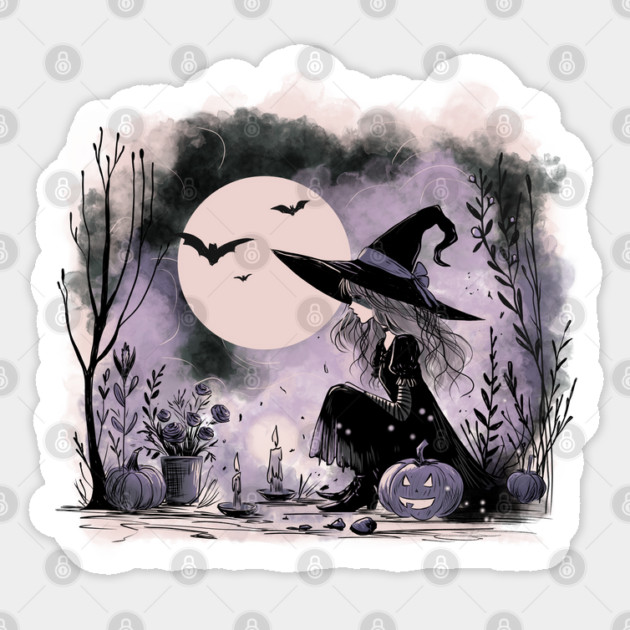 Halloween Witch Illustration Sticker by H. R. Sinclair