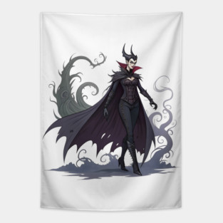 Gothic Enchantress with Smoke and Magic Tapestry