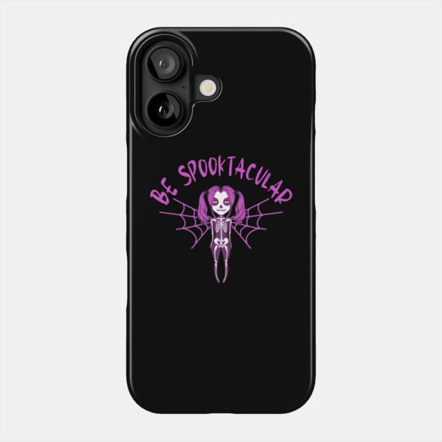 Be Spooktacular Pink Halloween Spooky Skeleton Angel Cheeky Witch® Phone Case by Cheeky Witch
