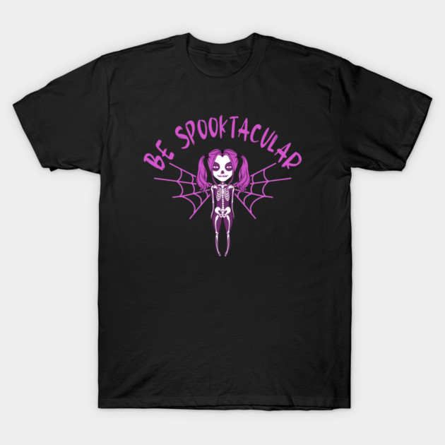 Be Spooktacular Pink Halloween Spooky Skeleton Angel Cheeky Witch® T-Shirt by Cheeky Witch