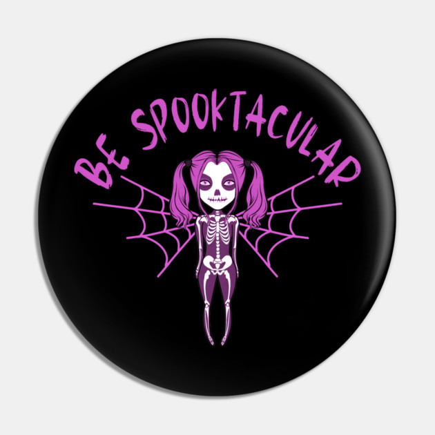 Be Spooktacular Pink Halloween Spooky Skeleton Angel Cheeky Witch® Pin by Cheeky Witch