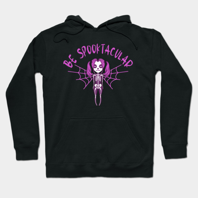 Be Spooktacular Pink Halloween Spooky Skeleton Angel Cheeky Witch® Hoodie by Cheeky Witch