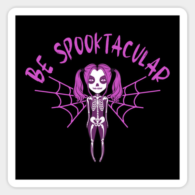 Be Spooktacular Pink Halloween Spooky Skeleton Angel Cheeky Witch® Sticker by Cheeky Witch