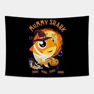 Shark Pet mummy shark booo booo halloween shark pumpkin cute Tapestry