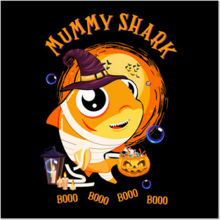Shark Pet mummy shark booo booo halloween shark pumpkin cute Posters and Art