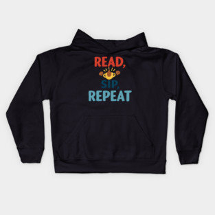 read sip repeat funny coffee Kids Hoodie