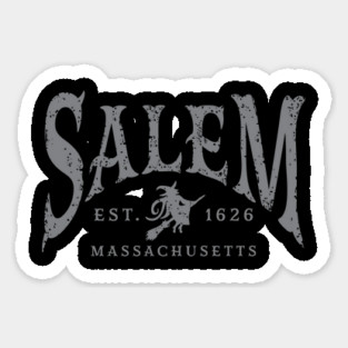 Salem 1626 Witch Logo Design very distressed in light gray Sticker