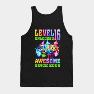 Level 16 Unlocked Awesome 2008 16Th Video Game Tank Top