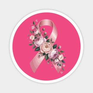 Pink Ribbon Floral Awareness – Elegant Flower Design Support Magnet