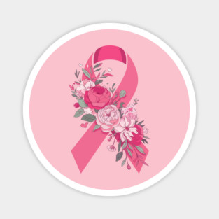Pink Ribbon Floral Awareness – Cool Elegant Flower Design Support Magnet