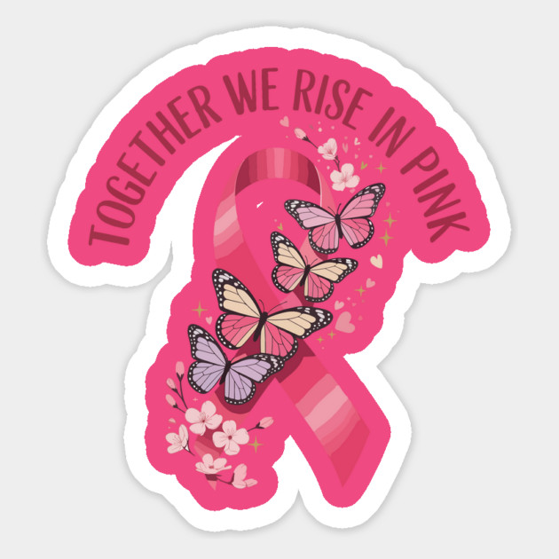 Together We Rise In Pink Ribbon Design Floral Awareness Magnet by ism's Store