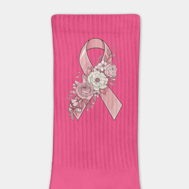 Elegant Pink Ribbon Awareness Design Floral Support for Walks by ism's Store
