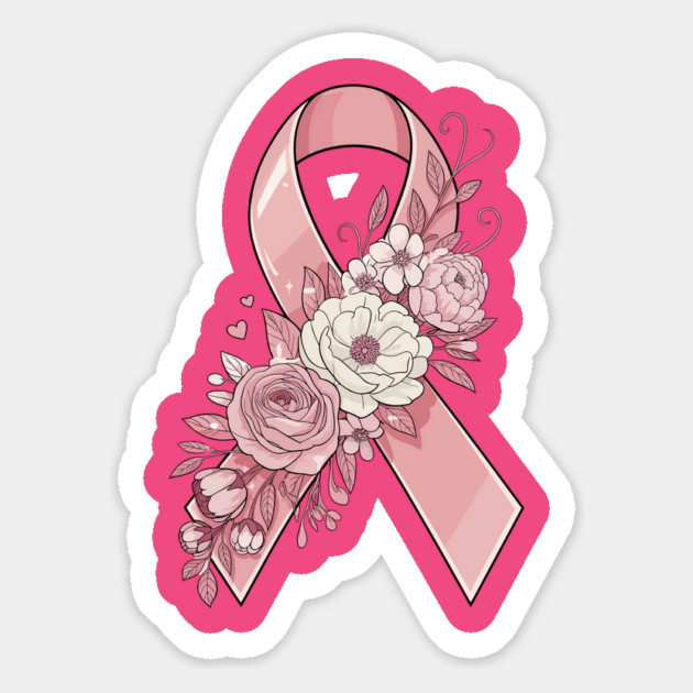 Elegant Pink Ribbon Awareness Design Floral Support for Walks Magnet by ism's Store