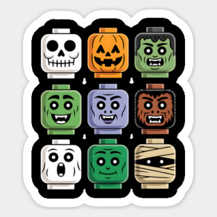 Halloween Building Brick Heads | Toy Brick Monster Collection Magnet