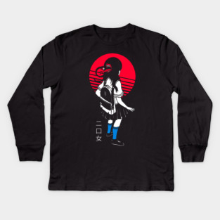Futakuchi Onna Urban Yokai Girl Anime Kids Long Sleeve T-Shirt