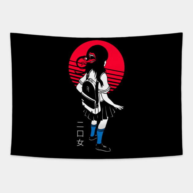 Futakuchi Onna Urban Yokai Girl Anime Tapestry by Otaku Vibes