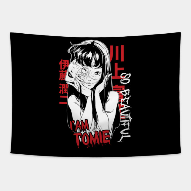 Tomie So Beautiful Horror Portrait Junji Ito Tapestry by Otaku Vibes