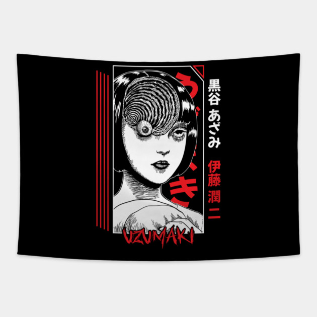 Uzumaki Spiral Curse Horror Art Tapestry by Otaku Vibes
