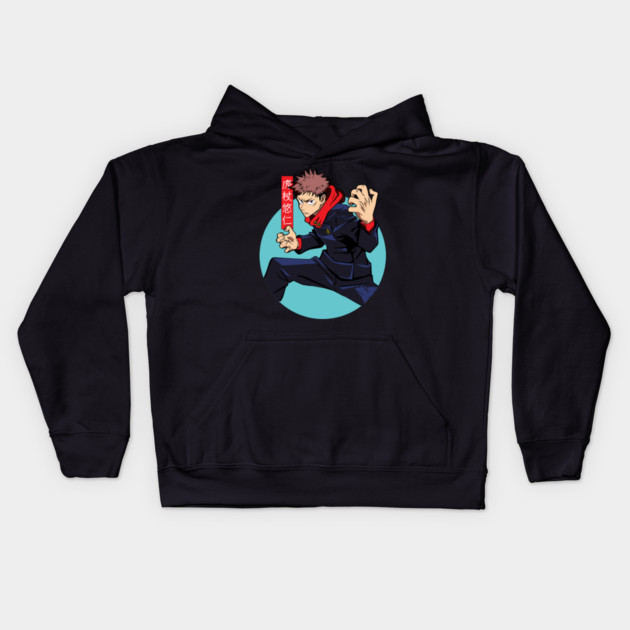 Jujutsu Kaisen Yuuji Itadori Cursed Punch Kids Hoodie by Otaku Vibes