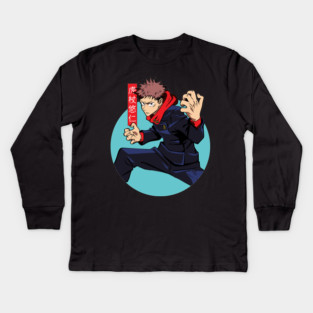 Jujutsu Kaisen Yuuji Itadori Cursed Punch Kids Long Sleeve T-Shirt