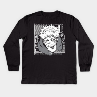 Jujutsu Kaisen Yuuji Split with Sukuna Kids Long Sleeve T-Shirt