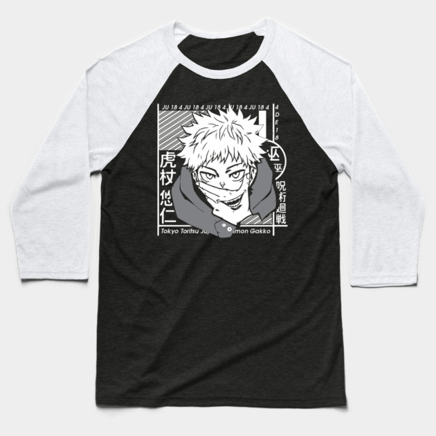 Jujutsu Kaisen Yuuji Split with Sukuna Baseball T-Shirt by Otaku Vibes