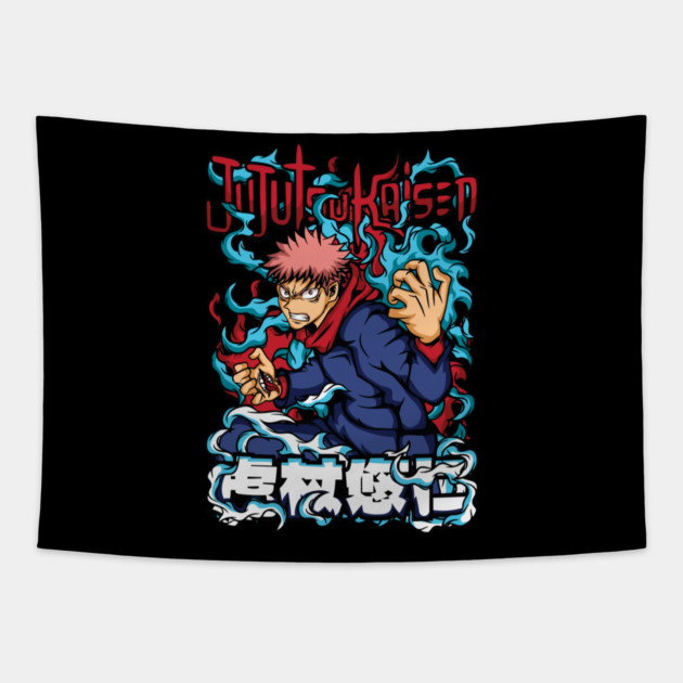 Jujutsu Kaisen Yuuji Itadori Epic Art Tapestry by Otaku Vibes