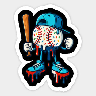 Baseball Lifestyle 101 Apparel Youth Baseball Drip Icecream T-Shirt Sticker
