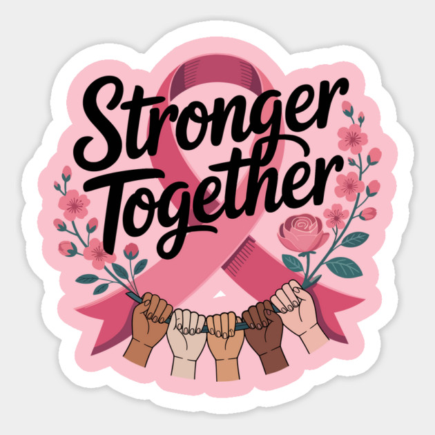Stronger Together Women’s Pink Ribbon Design Floral Awareness Peonies & Blossom Magnet by ism's Store