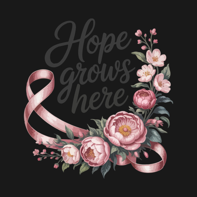 Hope Grows Here - Breast Cancer Awareness Floral by ism's Store