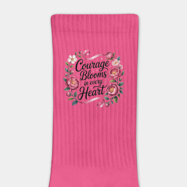 Courage Blooms in Every Heart Pink Ribbon Floral Awareness by ism's Store