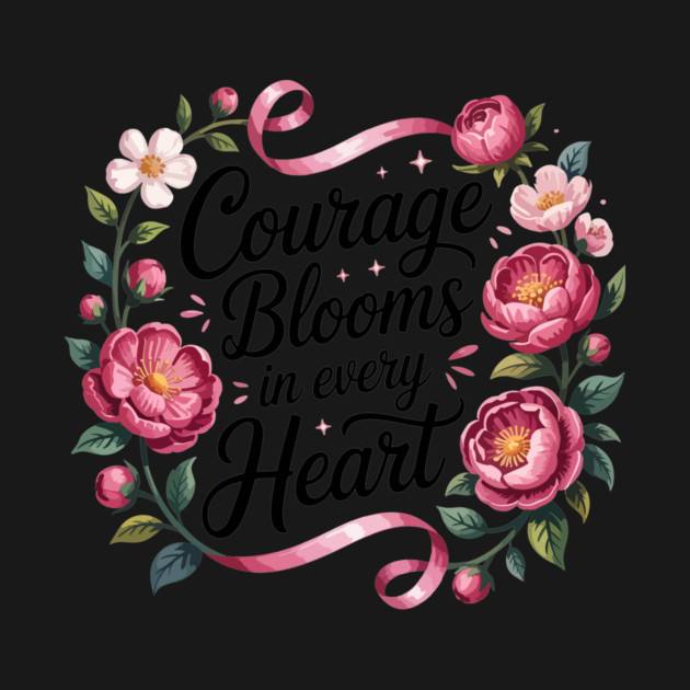 Courage Blooms in Every Heart Pink Ribbon Floral Awareness by ism's Store