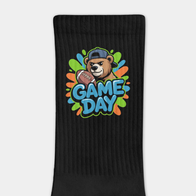 Cute Bear Game Day American Football Design For Kids Men Women by ism's Store
