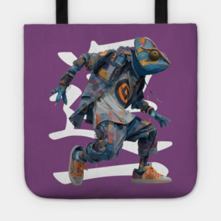 Streetwear Chameleon Runner - Retro Style with Kanji Tote