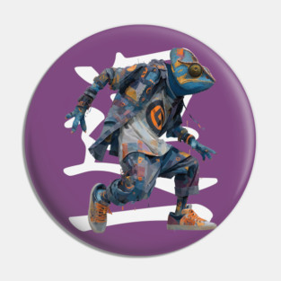 Streetwear Chameleon Runner - Retro Style with Kanji Pin