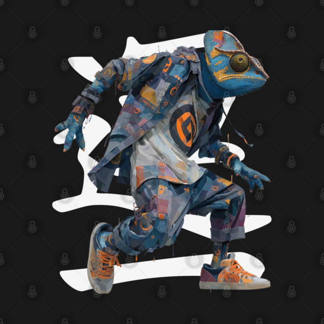 Streetwear Chameleon Runner - Retro Style with Kanji by TuncGK