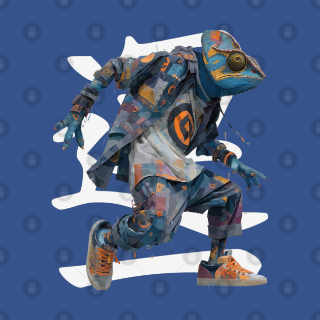 Streetwear Chameleon Runner - Retro Style with Kanji by TuncGK