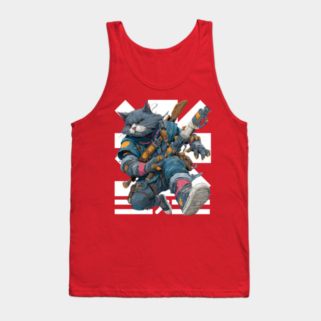 Cybernetic Street Cat - Space Warrior Tank Top by TuncGK