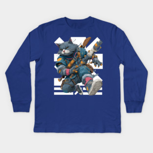 Cybernetic Street Cat - Space Warrior Kids Long Sleeve T-Shirt