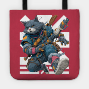 Cybernetic Street Cat - Space Warrior Tote
