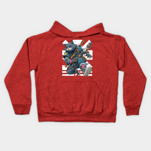 Cybernetic Street Cat - Space Warrior Kids Hoodie by TuncGK