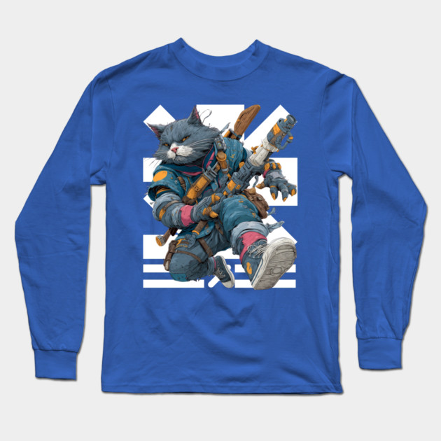 Cybernetic Street Cat - Space Warrior Long Sleeve T-Shirt by TuncGK