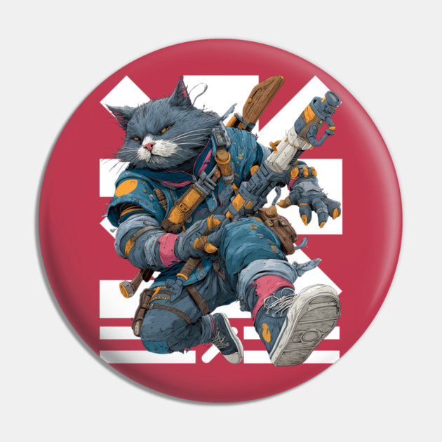Cybernetic Street Cat - Space Warrior Pin by TuncGK