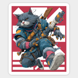 Cybernetic Street Cat - Space Warrior Sticker
